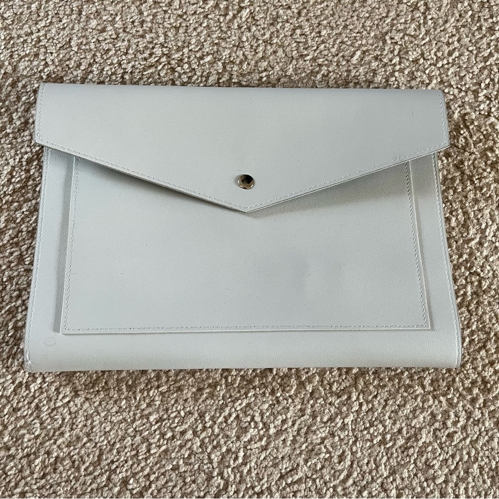 Glass Ladder & Co Megan Cloud Grey Vegan Leather Portfolio Clutch